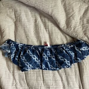 Victoria’s Secret Blue Tie-Dye Ruffle Bikini Top